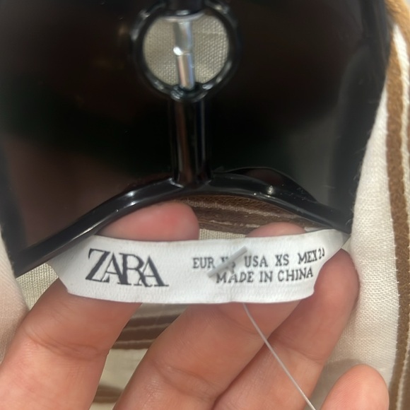 Zara linen blend striped midi dress SZ XS belted button down shirt dress summe - Picture 8 of 8